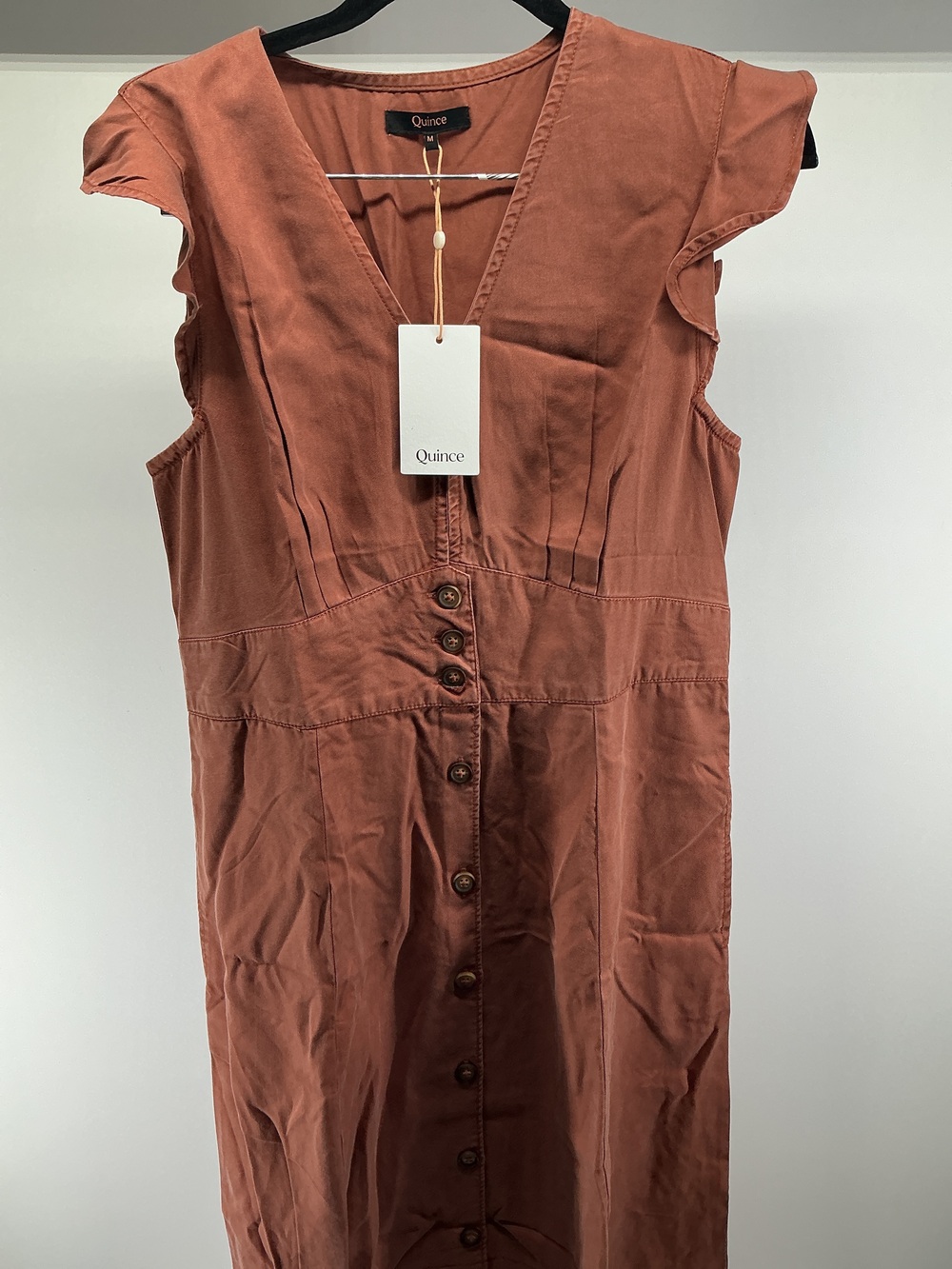 Vintage Wash Tencel Button Front Midi Dress